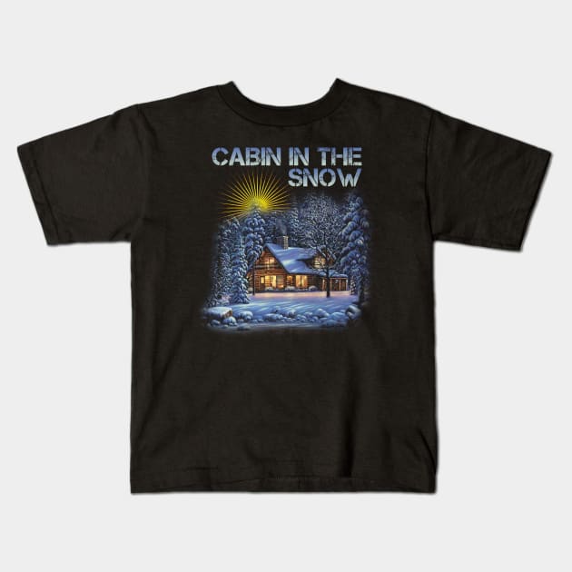 Cabin In The Snow Kids T-Shirt by Cika Ciki